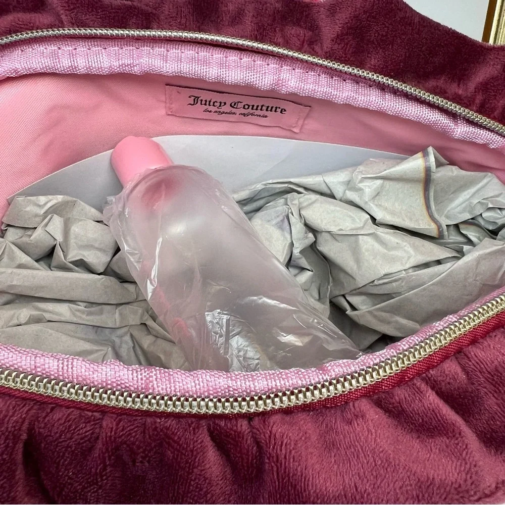 Juicy Couture Plum Cosmetic Bag With Rhinestone Logo